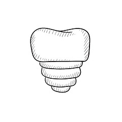 Image showing Tooth implant sketch icon.