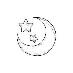 Image showing Moon and stars sketch icon.