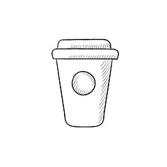 Image showing Disposable cup sketch icon.