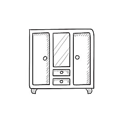 Image showing Wardrobe with mirror sketch icon.