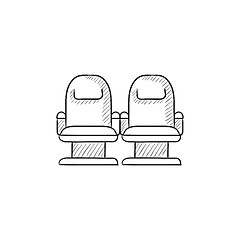 Image showing Cinema chairs sketch icon.
