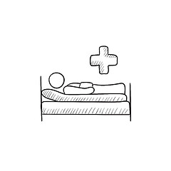 Image showing Patient lying on bed  sketch icon.