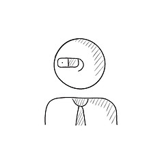 Image showing Man in augmented reality glasses sketch icon.