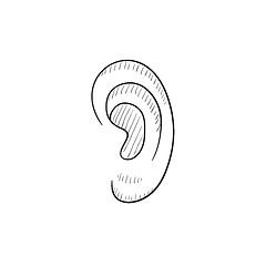 Image showing Human ear sketch icon.