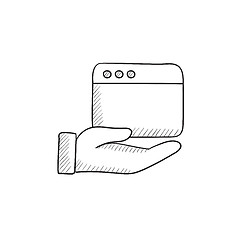 Image showing Hand holding browser window sketch icon.