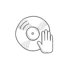 Image showing Disc with dj hand sketch icon.