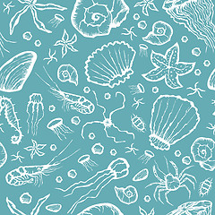 Image showing  seamless sea creatures pattern