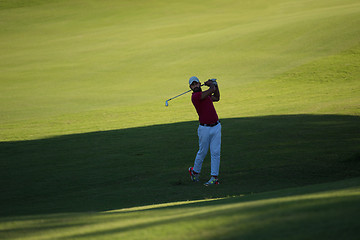 Image showing golf player hitting long shot