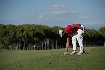 Image showing golf player hitting long shot