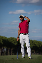 Image showing handsome middle eastern golf player portrait at course