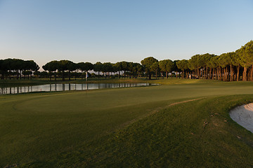 Image showing golf course on sunset