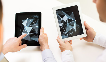 Image showing close up of businessman hands with tablet pc