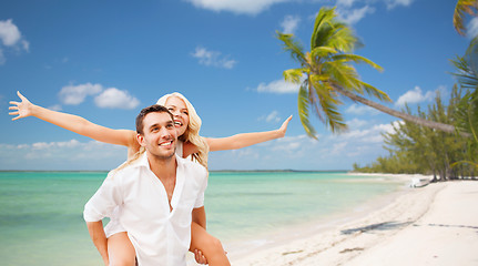 Image showing happy couple having fun over summer beach