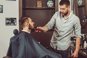 Image showing Hipster client visiting barber shop