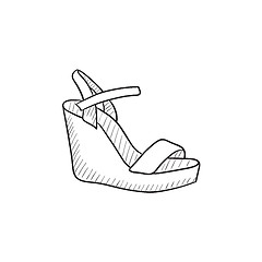 Image showing Women platform sandal sketch icon.