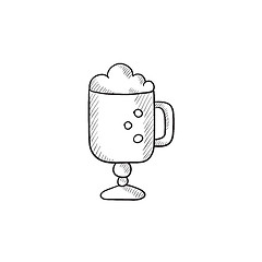 Image showing Glass mug with foam sketch icon.
