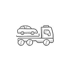 Image showing Car towing truck sketch icon.