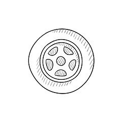 Image showing Car wheel sketch icon.