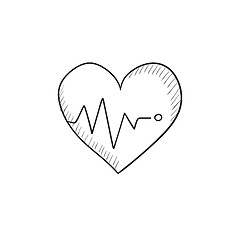 Image showing Heart with cardiogram sketch icon.