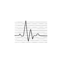 Image showing Heart beat cardiogram sketch icon.