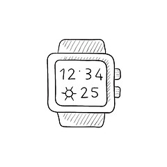 Image showing Smartwatch sketch icon.