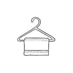 Image showing Towel on hanger sketch icon.