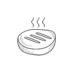 Image showing Grilled steak sketch icon.