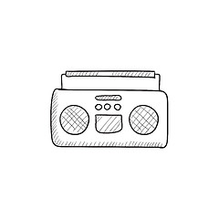 Image showing Radio cassette player sketch icon.