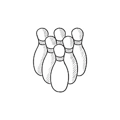 Image showing Bowling pins sketch icon.