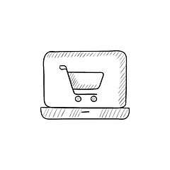 Image showing Online shopping sketch icon. 