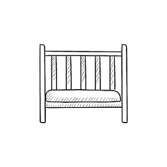 Image showing Baby cot sketch icon.