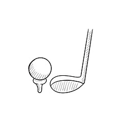 Image showing Golf ball and putter sketch icon.