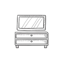 Image showing Chest of drawers with mirror sketch icon.