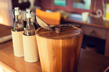 Image showing kitchenware on table at hotel room