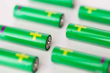 Image showing close up of green alkaline batteries