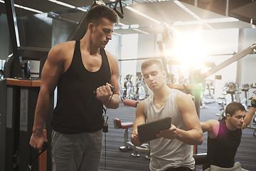 Image showing men exercising on gym machine