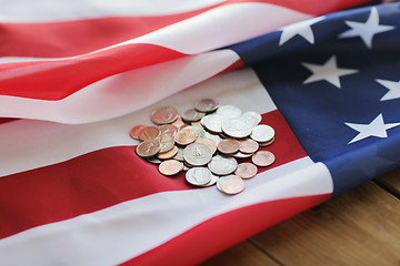 Image showing close up of american flag and money