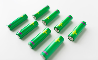 Image showing close up of green alkaline batteries