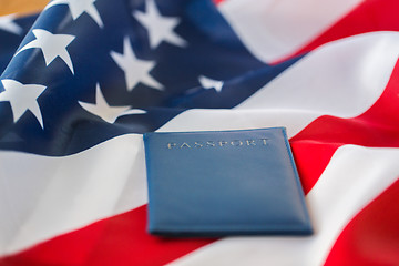 Image showing close up of american flag and passport