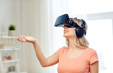 Image showing woman in virtual reality headset or 3d glasses