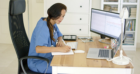 Image showing Doctor working at her desk in the office