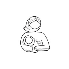 Image showing Woman holding baby sketch icon.