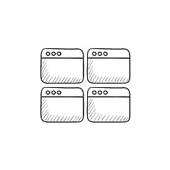 Image showing Opened browser windows sketch icon.