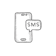 Image showing Smartphone with message sketch icon.