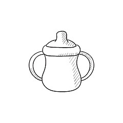 Image showing Baby bottle with handles sketch icon.