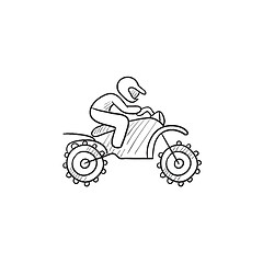 Image showing Man riding motocross bike sketch icon.