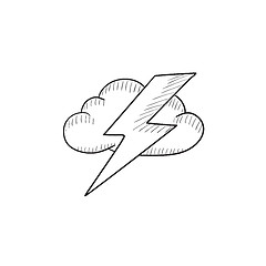 Image showing Cloud and lightning bolt sketch icon.