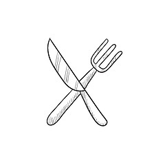 Image showing Knife and fork sketch icon.