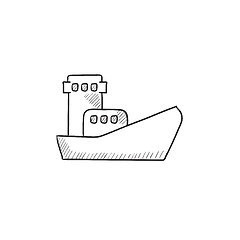 Image showing Cargo container ship sketch icon.