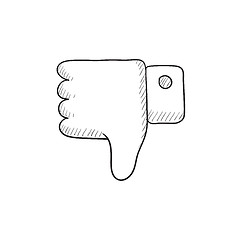 Image showing Thumb down hand sign sketch icon.